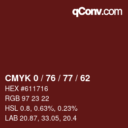 Color code: CMYK 0 / 76 / 77 / 62 | qconv.com