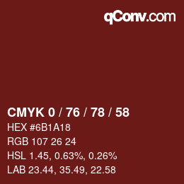 Color code: CMYK 0 / 76 / 78 / 58 | qconv.com