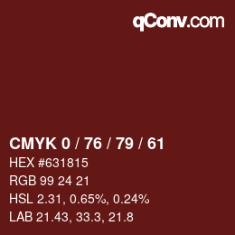 颜色代码: CMYK 0 / 76 / 79 / 61 | qconv.com