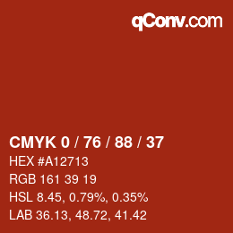Color code: CMYK 0 / 76 / 88 / 37 | qconv.com
