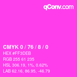 カラーコード: CMYK 0 / 76 / 8 / 0 | qconv.com