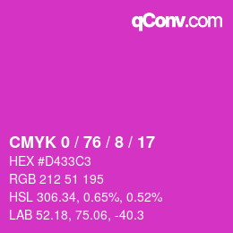Color code: CMYK 0 / 76 / 8 / 17 | qconv.com