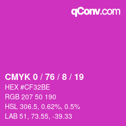 カラーコード: CMYK 0 / 76 / 8 / 19 | qconv.com