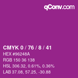 Color code: CMYK 0 / 76 / 8 / 41 | qconv.com