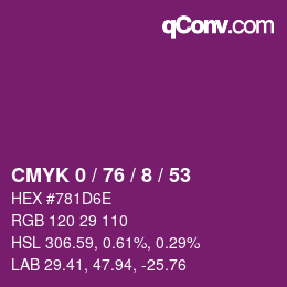 Color code: CMYK 0 / 76 / 8 / 53 | qconv.com
