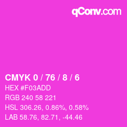 颜色代码: CMYK 0 / 76 / 8 / 6 | qconv.com