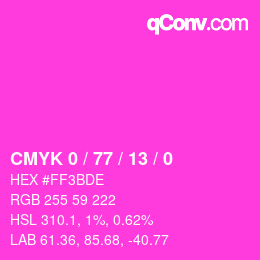 Color code: CMYK 0 / 77 / 13 / 0 | qconv.com