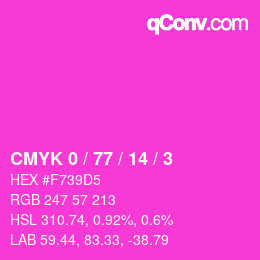 Color code: CMYK 0 / 77 / 14 / 3 | qconv.com