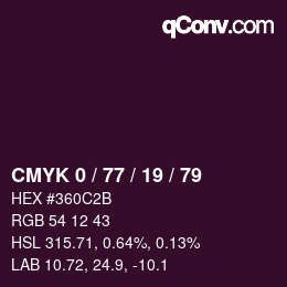 カラーコード: CMYK 0 / 77 / 19 / 79 | qconv.com