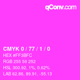 カラーコード: CMYK 0 / 77 / 1 / 0 | qconv.com