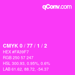 颜色代码: CMYK 0 / 77 / 1 / 2 | qconv.com