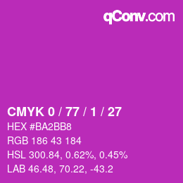 カラーコード: CMYK 0 / 77 / 1 / 27 | qconv.com