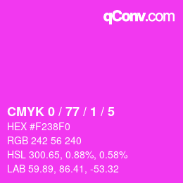 颜色代码: CMYK 0 / 77 / 1 / 5 | qconv.com