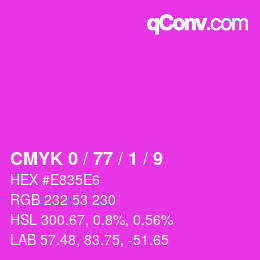 カラーコード: CMYK 0 / 77 / 1 / 9 | qconv.com