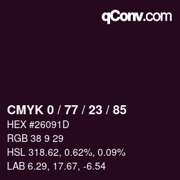 Color code: CMYK 0 / 77 / 23 / 85 | qconv.com