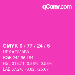 カラーコード: CMYK 0 / 77 / 24 / 5 | qconv.com