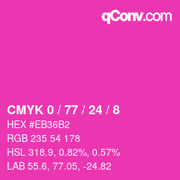 Color code: CMYK 0 / 77 / 24 / 8 | qconv.com