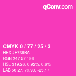 Color code: CMYK 0 / 77 / 25 / 3 | qconv.com