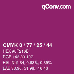 颜色代码: CMYK 0 / 77 / 25 / 44 | qconv.com