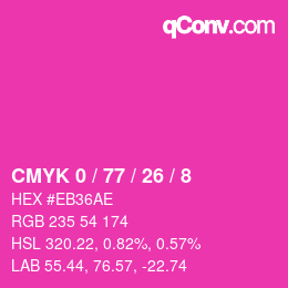 カラーコード: CMYK 0 / 77 / 26 / 8 | qconv.com