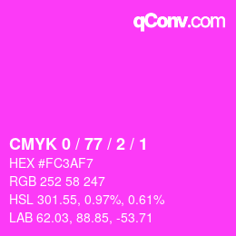 Farbcode: CMYK 0 / 77 / 2 / 1 | qconv.com