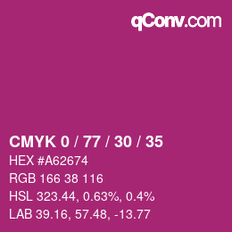 カラーコード: CMYK 0 / 77 / 30 / 35 | qconv.com