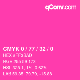 カラーコード: CMYK 0 / 77 / 32 / 0 | qconv.com