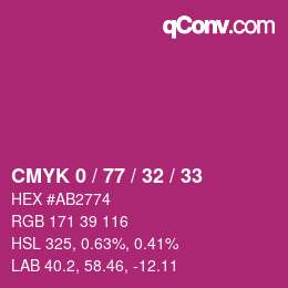 Color code: CMYK 0 / 77 / 32 / 33 | qconv.com