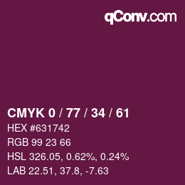 颜色代码: CMYK 0 / 77 / 34 / 61 | qconv.com