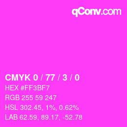 Color code: CMYK 0 / 77 / 3 / 0 | qconv.com