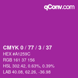 カラーコード: CMYK 0 / 77 / 3 / 37 | qconv.com