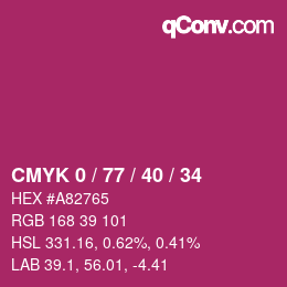 颜色代码: CMYK 0 / 77 / 40 / 34 | qconv.com