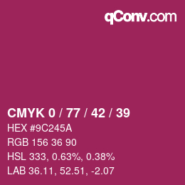 Color code: CMYK 0 / 77 / 42 / 39 | qconv.com