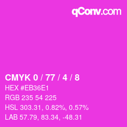 Color code: CMYK 0 / 77 / 4 / 8 | qconv.com