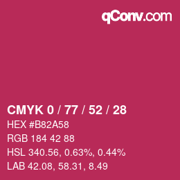 Color code: CMYK 0 / 77 / 52 / 28 | qconv.com