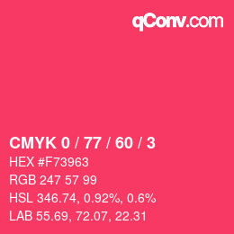 Color code: CMYK 0 / 77 / 60 / 3 | qconv.com