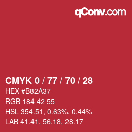 Color code: CMYK 0 / 77 / 70 / 28 | qconv.com