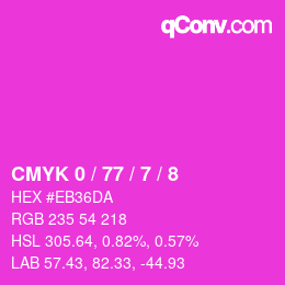 颜色代码: CMYK 0 / 77 / 7 / 8 | qconv.com