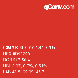 Color code: CMYK 0 / 77 / 81 / 15 | qconv.com
