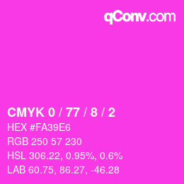 カラーコード: CMYK 0 / 77 / 8 / 2 | qconv.com