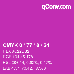 颜色代码: CMYK 0 / 77 / 8 / 24 | qconv.com