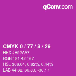 Color code: CMYK 0 / 77 / 8 / 29 | qconv.com