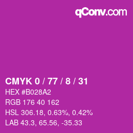Color code: CMYK 0 / 77 / 8 / 31 | qconv.com