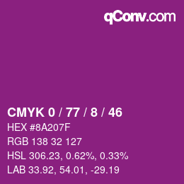 Color code: CMYK 0 / 77 / 8 / 46 | qconv.com