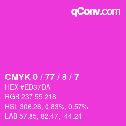 カラーコード: CMYK 0 / 77 / 8 / 7 | qconv.com