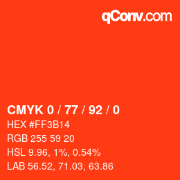 Color code: CMYK 0 / 77 / 92 / 0 | qconv.com