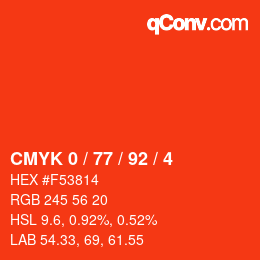 Color code: CMYK 0 / 77 / 92 / 4 | qconv.com