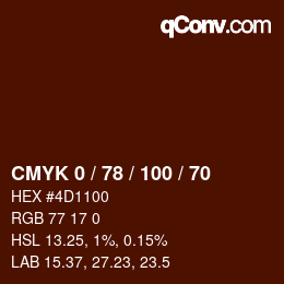 Código de color: CMYK 0 / 78 / 100 / 70 | qconv.com