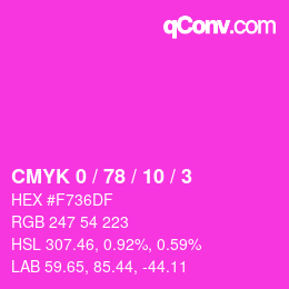 Color code: CMYK 0 / 78 / 10 / 3 | qconv.com