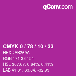 Color code: CMYK 0 / 78 / 10 / 33 | qconv.com